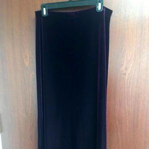 Long dark purple plum stretch velvet skirt by Enigma Fashions Large